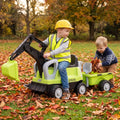 2-In-1 Kids Ride on Tractor with Digging Arm and Detachable Trailer-Green - Green - Push & Pedal Ride On Toys