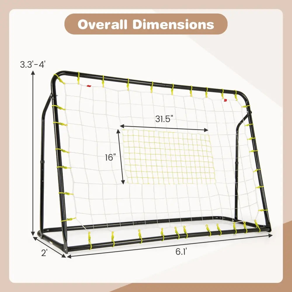 2-in-1 Kids Soccer Rebounder and Soccer Goal with Adjustable Height-Black - Black - Sport Equipments