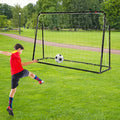 2-in-1 Kids Soccer Rebounder and Soccer Goal with Adjustable Height-Black - Black - Sport Equipments