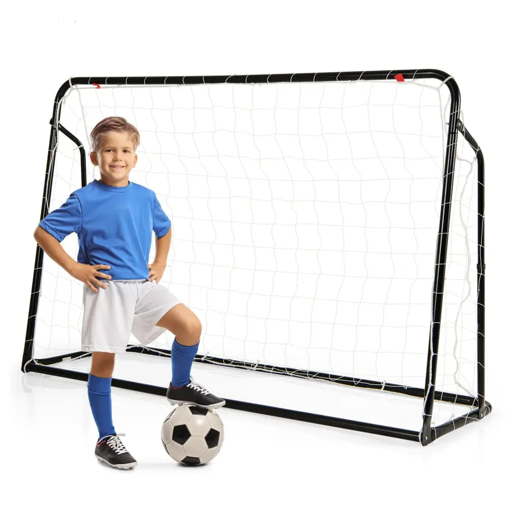 2-in-1 Kids Soccer Rebounder and Soccer Goal with Adjustable Height-Black - Black - Sport Equipments