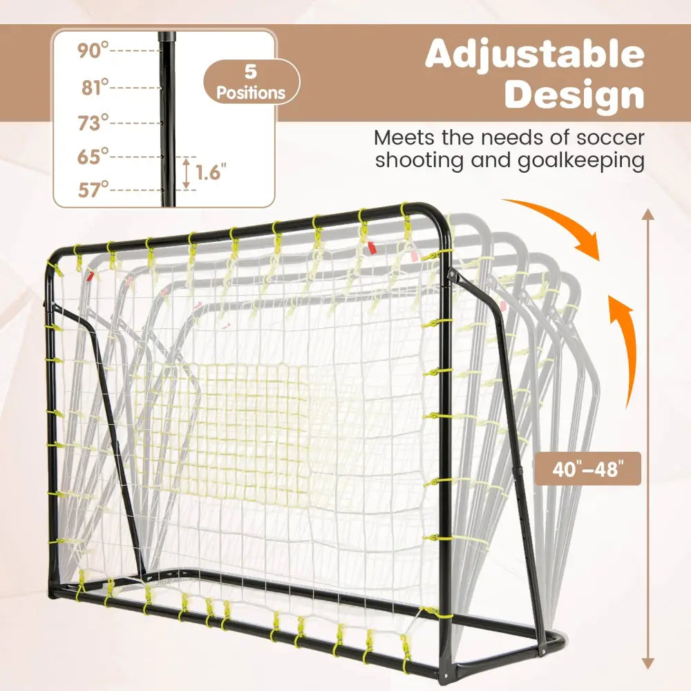 2-in-1 Kids Soccer Rebounder and Soccer Goal with Adjustable Height-Black - Black - Sport Equipments