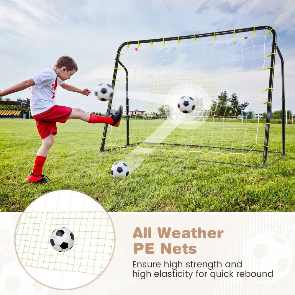 2-in-1 Kids Soccer Rebounder and Soccer Goal with Adjustable Height-Black - Black - Sport Equipments
