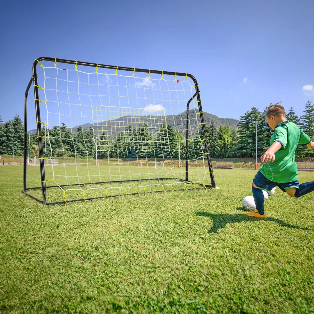 2-in-1 Kids Soccer Rebounder and Soccer Goal with Adjustable Height-Black - Black - Sport Equipments