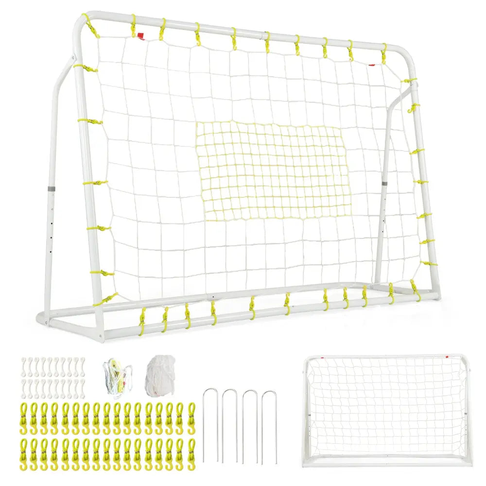 2-in-1 Kids Soccer Rebounder and Soccer Goal with Adjustable Height-White - White - Sport Equipments