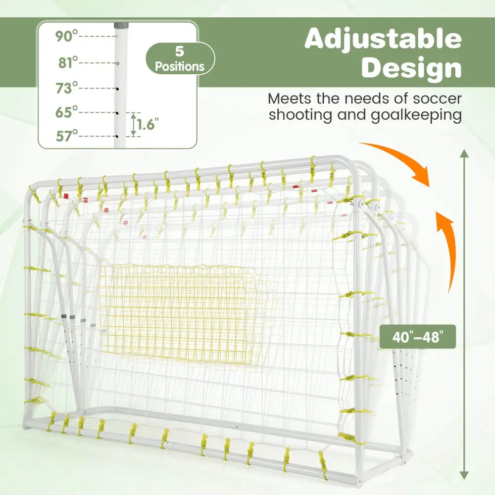 2-in-1 Kids Soccer Rebounder and Soccer Goal with Adjustable Height-White - White - Sport Equipments