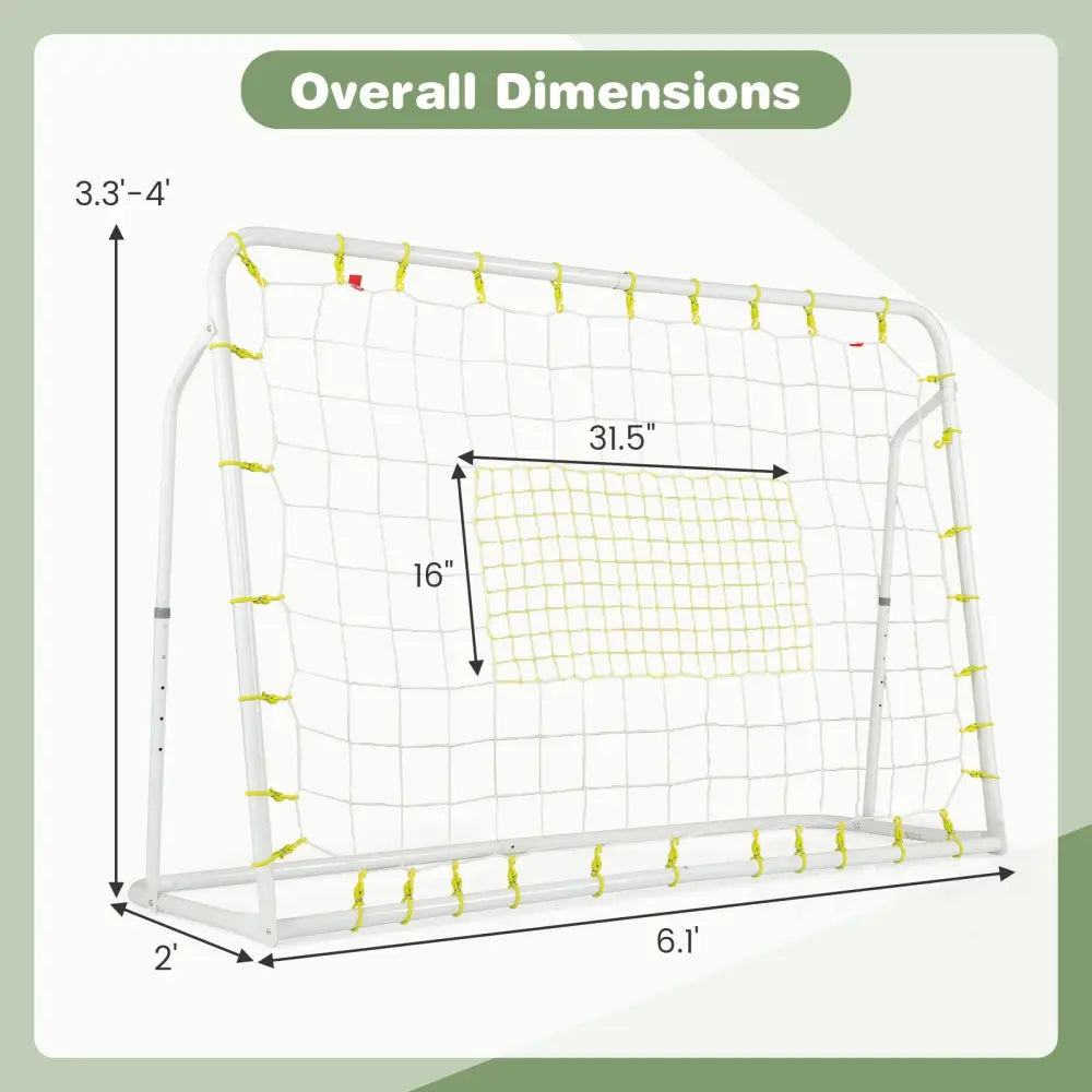 2-in-1 Kids Soccer Rebounder and Soccer Goal with Adjustable Height-White - White - Sport Equipments