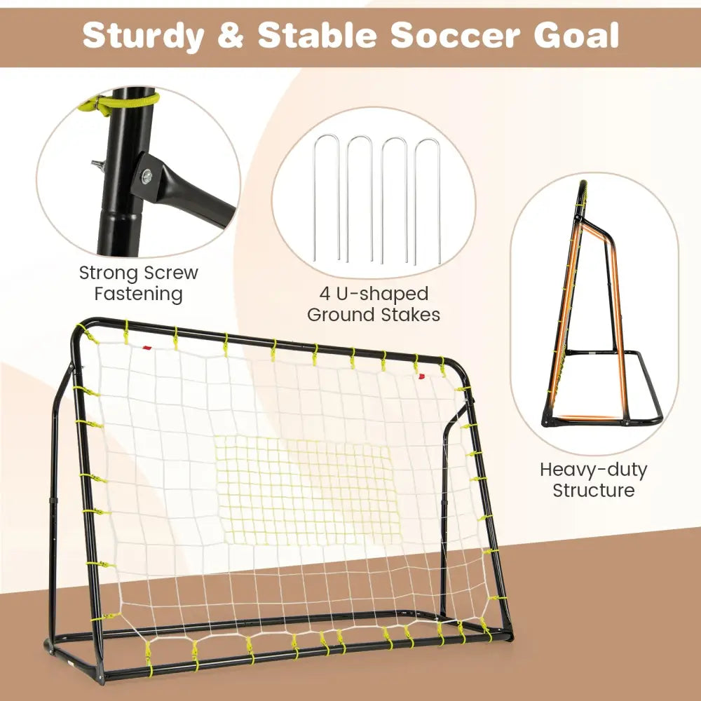 2-in-1 Kids Soccer Rebounder and Soccer Goal with Adjustable Height-White - White - Sport Equipments