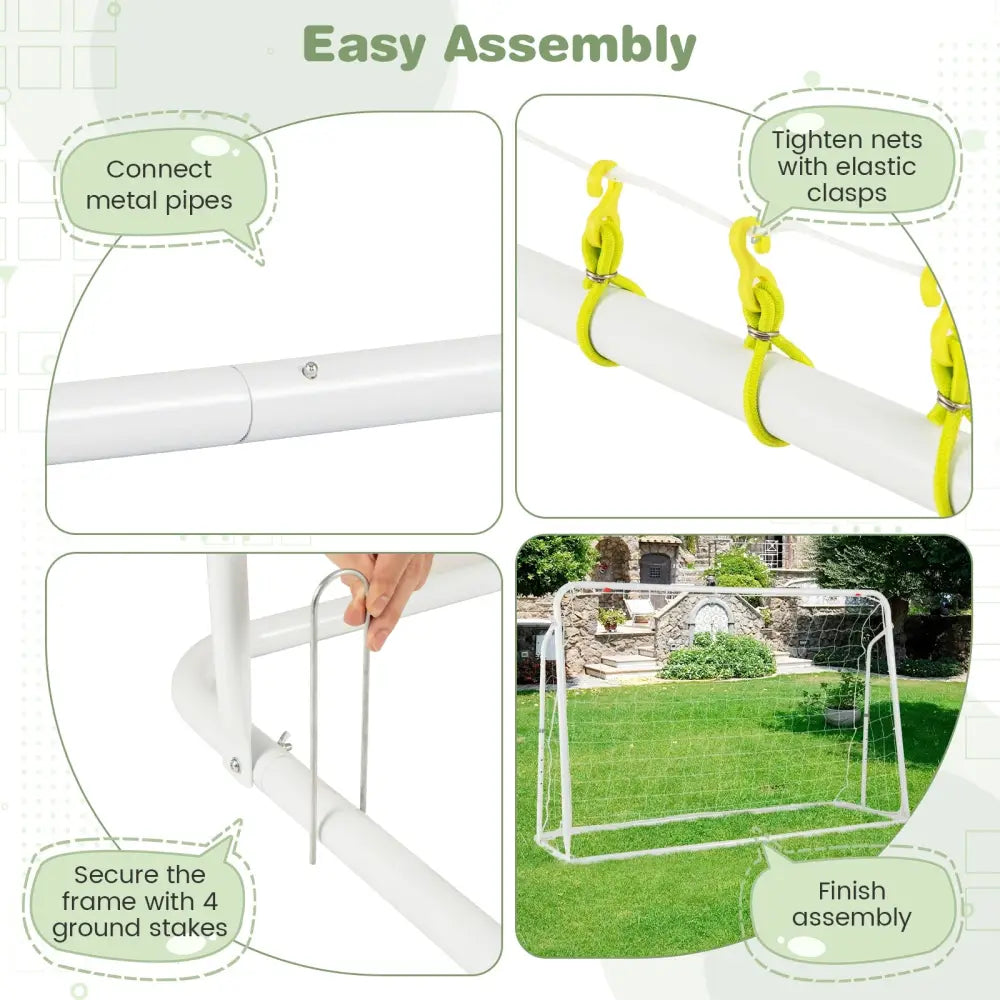 2-in-1 Kids Soccer Rebounder and Soccer Goal with Adjustable Height-White - White - Sport Equipments