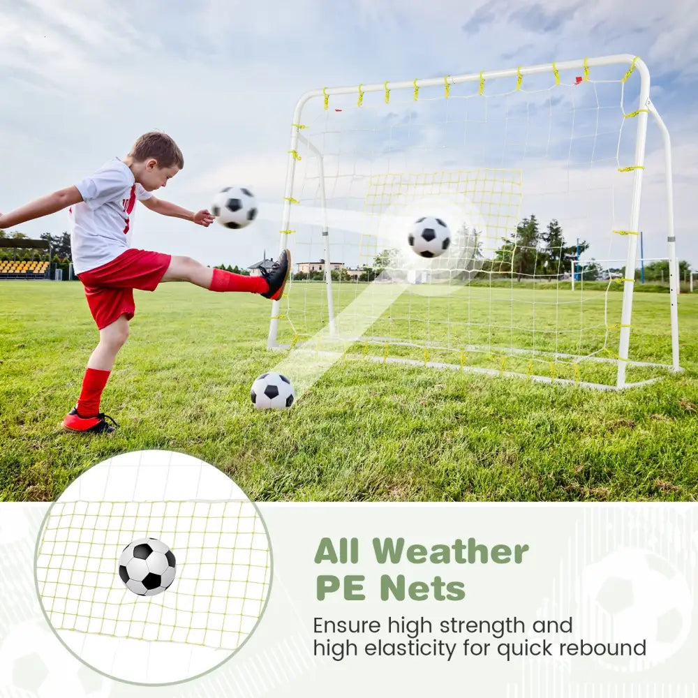 2-in-1 Kids Soccer Rebounder and Soccer Goal with Adjustable Height-White - White - Sport Equipments