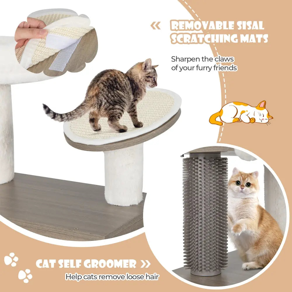 2-in-1 Modern Cat Tower with Litter Box Enclosure for Indoor Cars-Gray - Gray - Cat Trees Condos & Scratchers