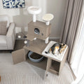 2-in-1 Modern Cat Tower with Litter Box Enclosure for Indoor Cars-Gray - Gray - Cat Trees Condos & Scratchers
