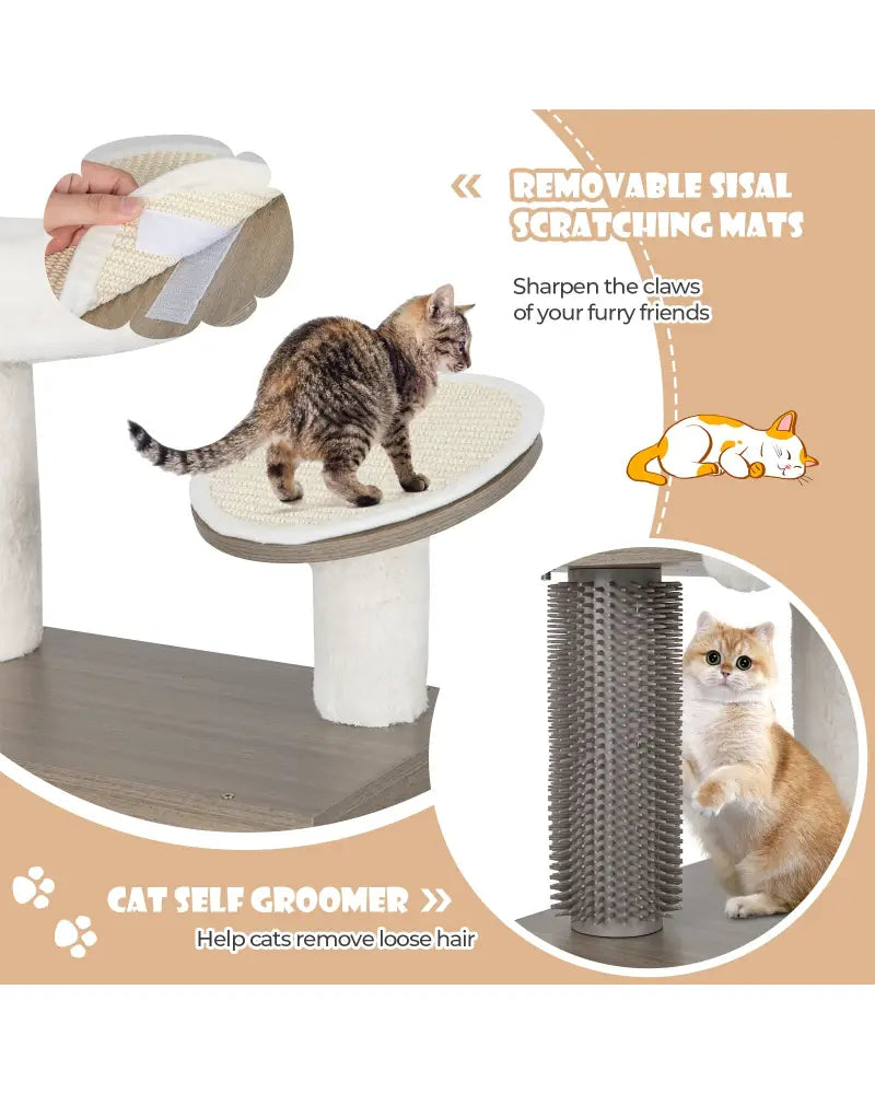2-in-1 Modern Cat Tower with Litter Box Enclosure for Indoor Cars-Gray - Gray - Cat Trees Condos & Scratchers