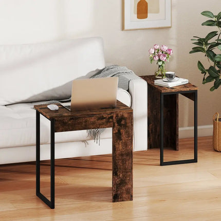 2-in-1 Nesting Coffee Table Set of 2 for Living Room and Bedroom-Rustic Brown Costway