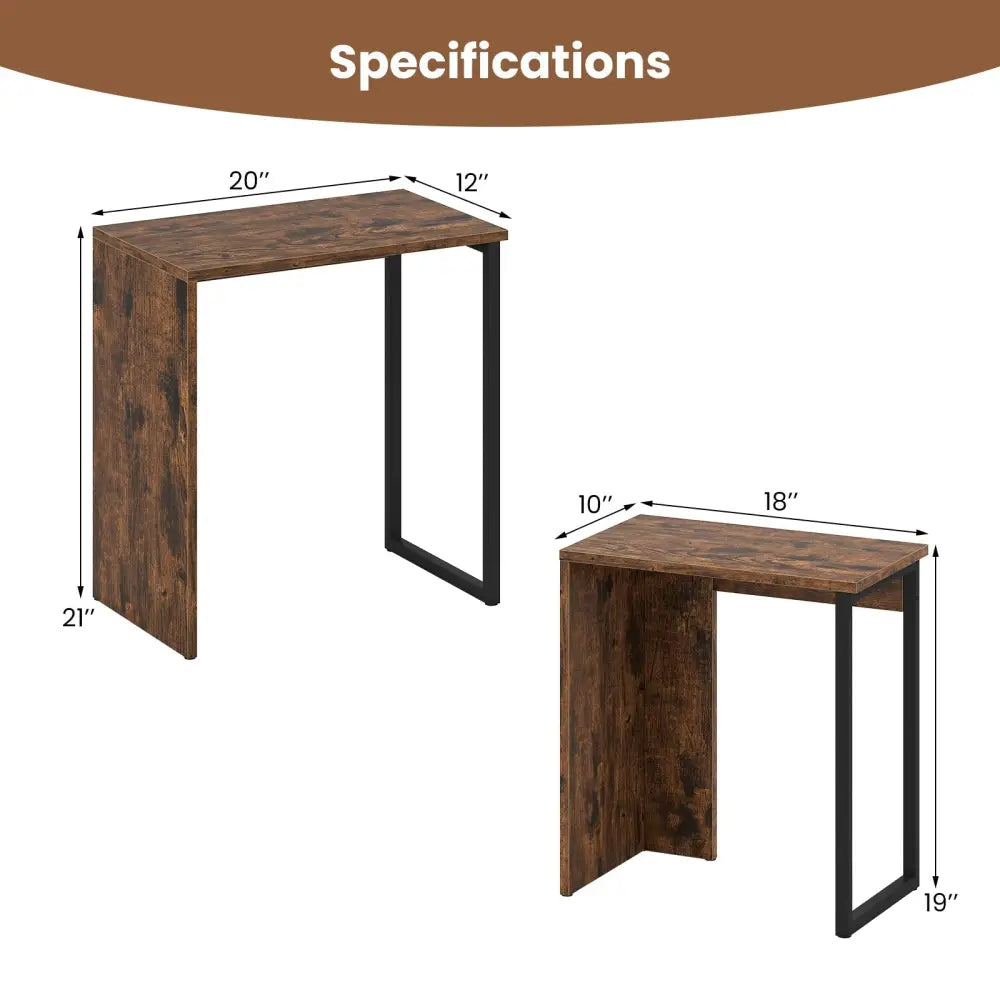 2-in-1 Nesting Coffee Table Set of 2 for Living Room and Bedroom-Rustic Brown Costway