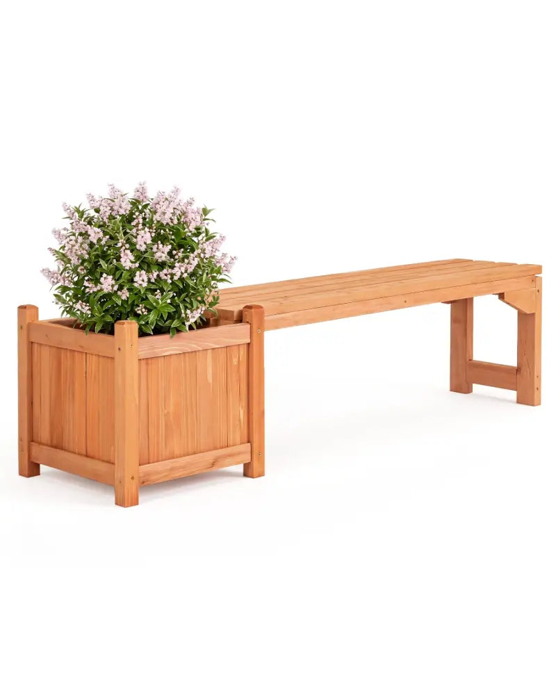 2-in-1 Outdoor Bench with Raised Garden Bed with Spacious Seat and Detachable Bottom Plates-Orange - Orange - Raised
