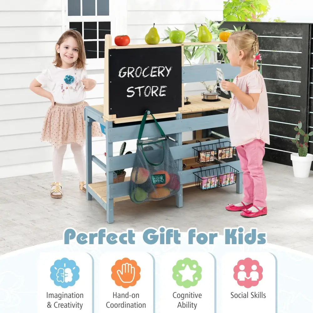 2 - In - 1 Outdoor Mud Kitchen with Faucet and Extra Chalkboard - Oasis Home Essentials