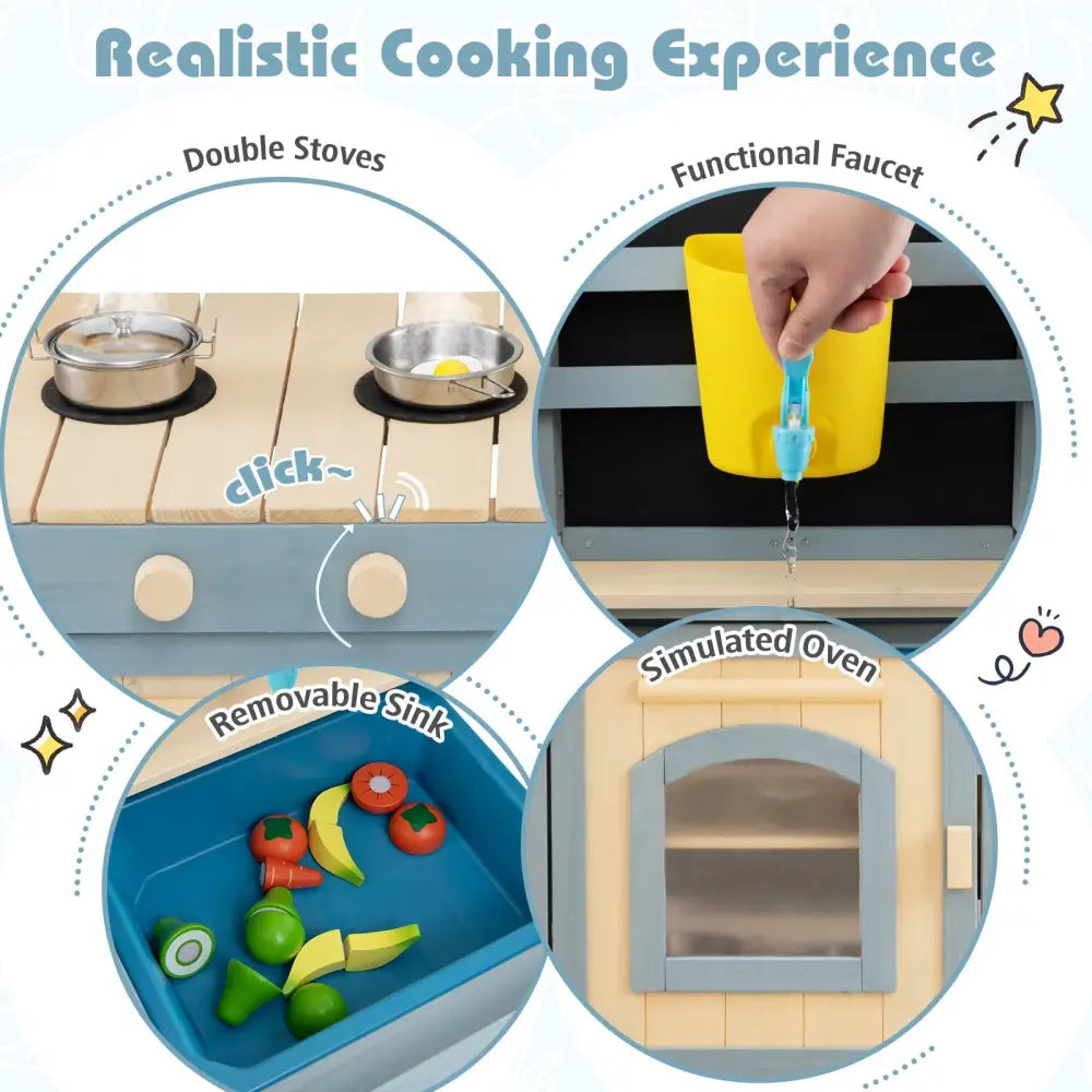 2 - In - 1 Outdoor Mud Kitchen with Faucet and Extra Chalkboard - Oasis Home Essentials