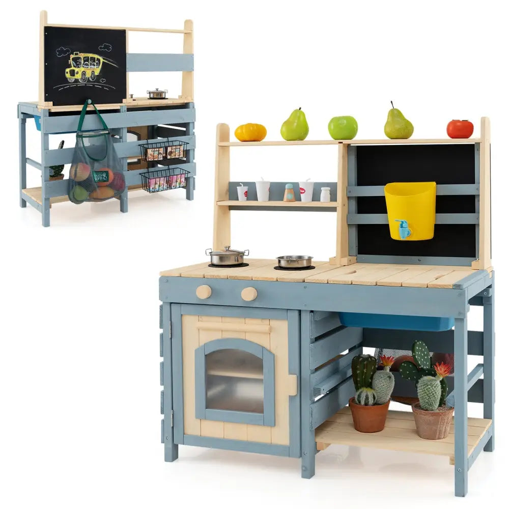 2 - In - 1 Outdoor Mud Kitchen with Faucet and Extra Chalkboard - Oasis Home Essentials