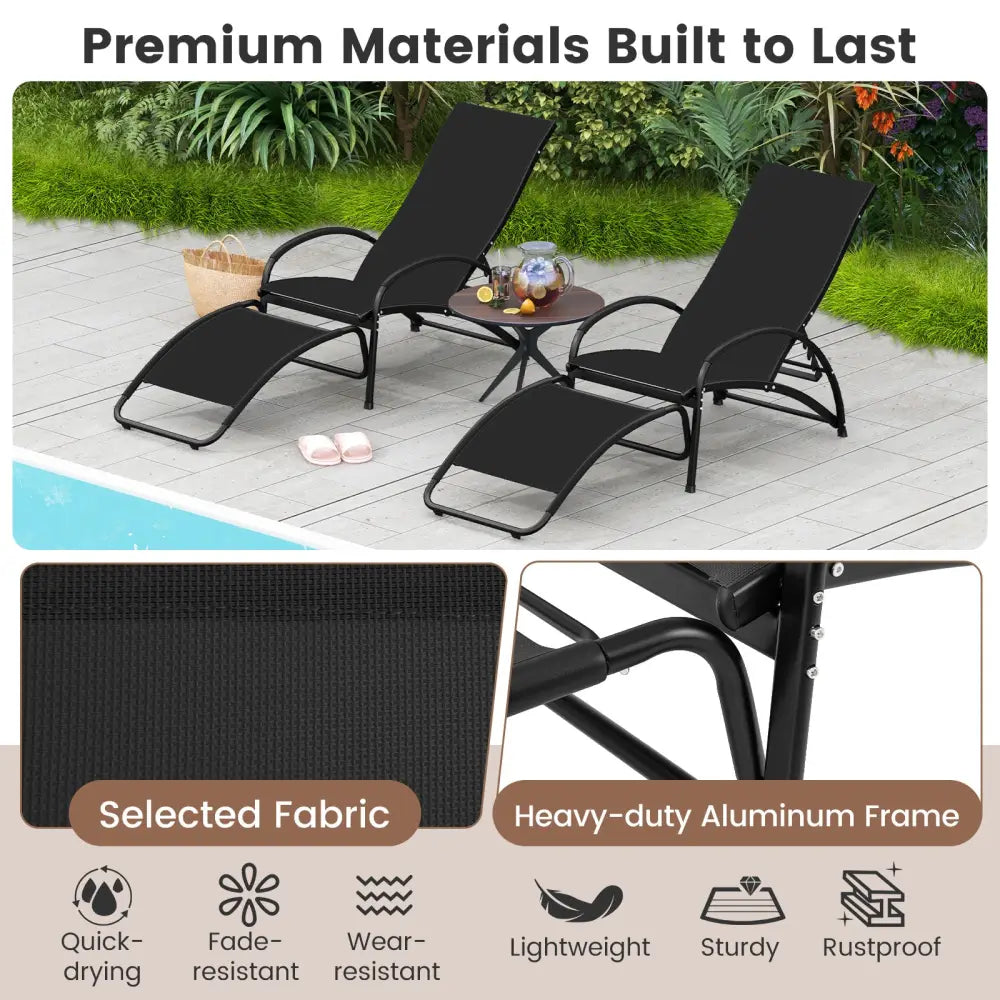 2-in-1 Outdoor Rocking Chair with 4-Position Adjustable Backrest for Patio Porch Poolside-Black - Black - Patio Rocking
