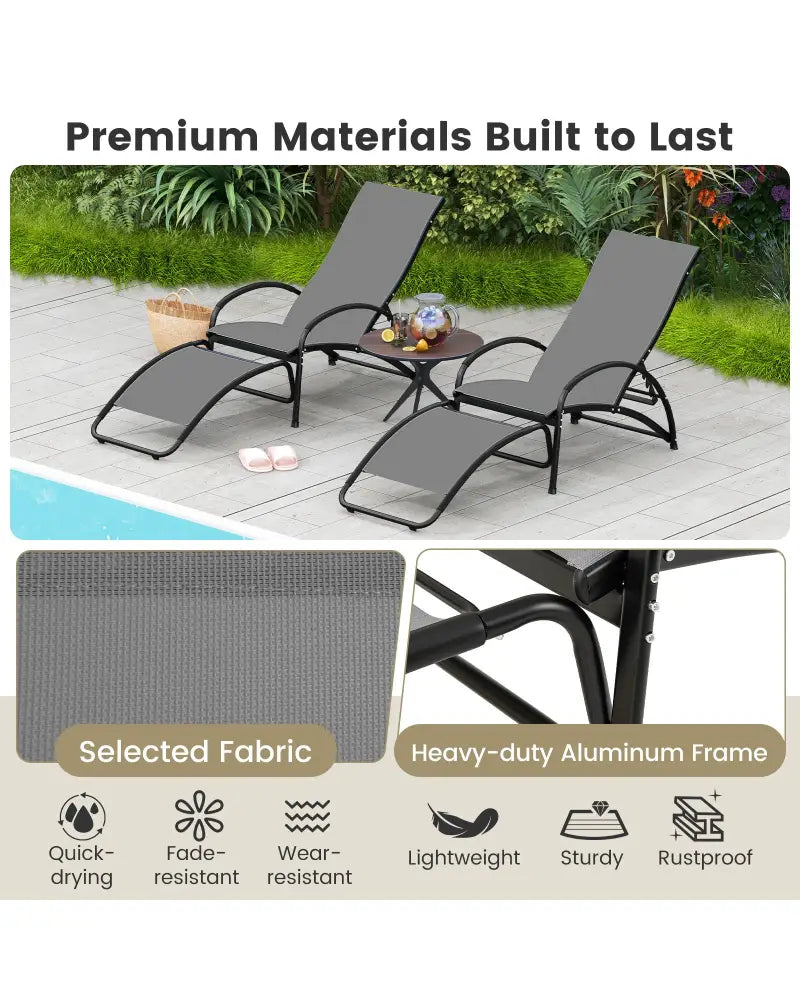 2-in-1 Outdoor Rocking Chair with 4-Position Adjustable Backrest for Patio Porch Poolside-Gray - Gray - Patio Rocking