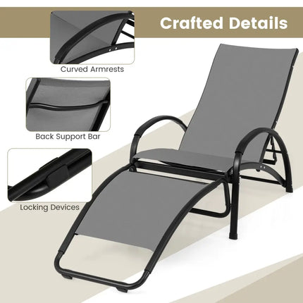 2-in-1 Outdoor Rocking Chair with 4-Position Adjustable Backrest for Patio Porch Poolside-Gray - Gray - Patio Rocking