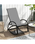 2-in-1 Outdoor Rocking Chair with 4-Position Adjustable Backrest for Patio Porch Poolside-Gray - Gray - Patio Rocking
