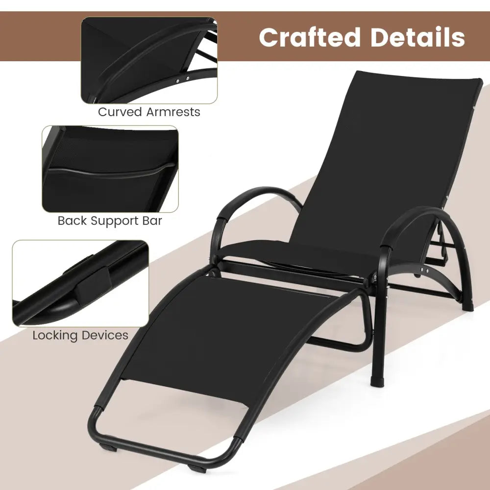 2-in-1 Outdoor Rocking Chair with 4-Position Adjustable Backrest for Patio Porch Poolside-Black - Black - Patio Rocking