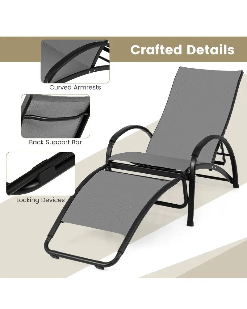2-in-1 Outdoor Rocking Chair with 4-Position Adjustable Backrest for Patio Porch Poolside-Gray - Gray - Patio Rocking