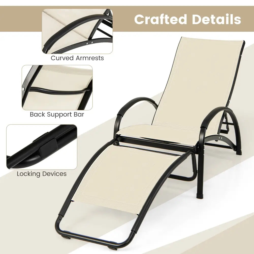 2-in-1 Outdoor Rocking Chair with 4-Position Adjustable Backrest for Patio Porch Poolside-Beige - Beige - Patio Rocking