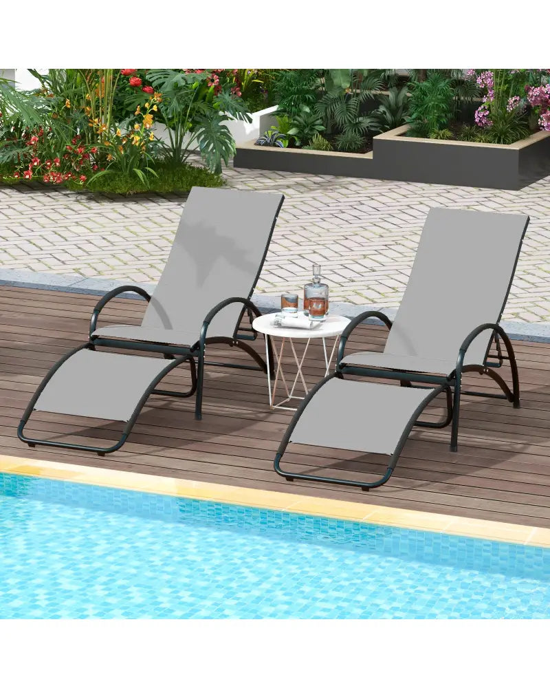 2-in-1 Outdoor Rocking Chair with 4-Position Adjustable Backrest for Patio Porch Poolside-Gray - Gray - Patio Rocking