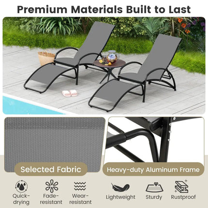 2-in-1 Outdoor Rocking Chair with 4-Position Adjustable Backrest for Patio Porch Poolside-Gray - Gray - Patio Rocking