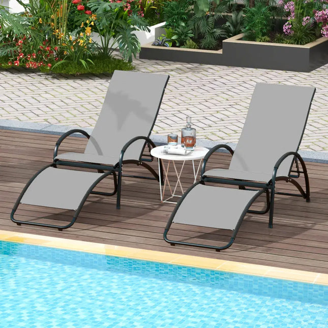 2-in-1 Outdoor Rocking Chair with 4-Position Adjustable Backrest for Patio Porch Poolside-Gray - Gray - Patio Rocking