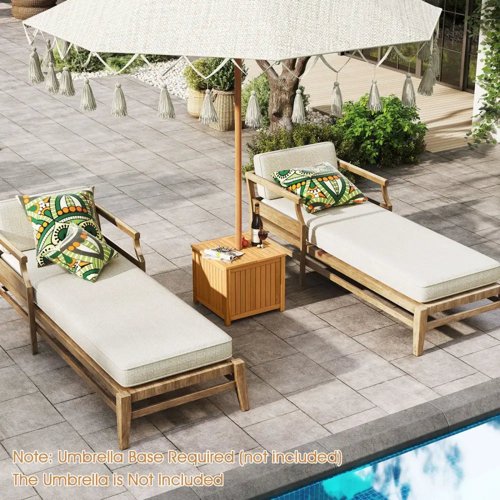 2-in-1 Outdoor Side Table with Storage Acacia Wood Slatted Coffee Table Square Slatted End Storage Box - Patio Coffee