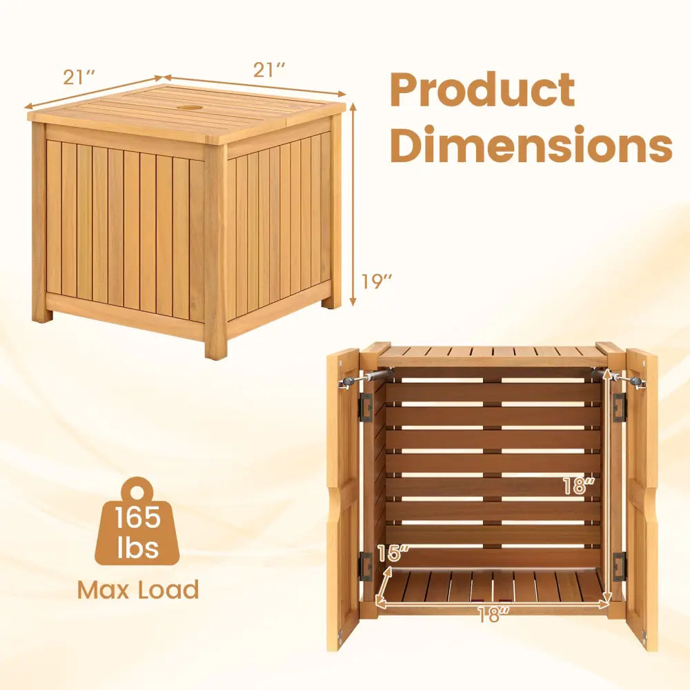 2-in-1 Outdoor Side Table with Storage Acacia Wood Slatted Coffee Table Square Slatted End Storage Box - Patio Coffee