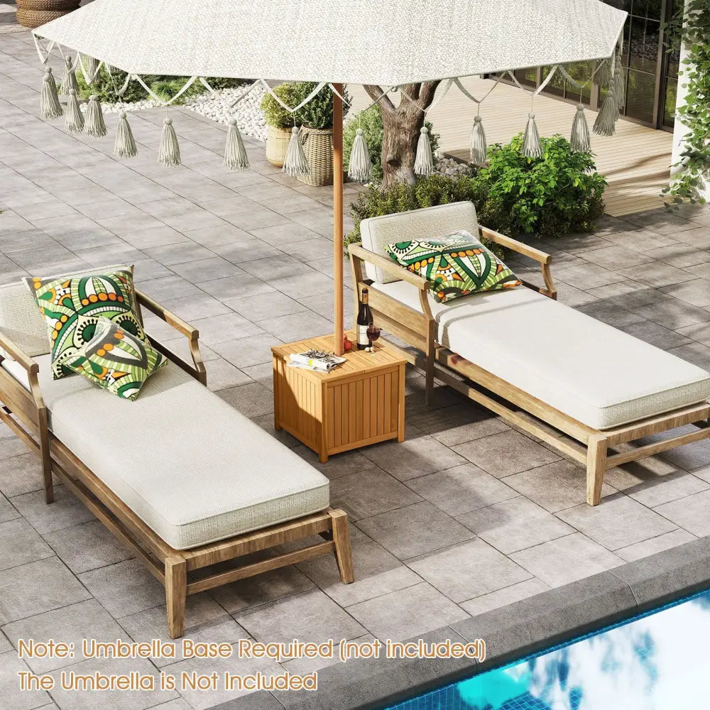 2-in-1 Outdoor Side Table with Storage Acacia Wood Slatted Coffee Table Square Slatted End Storage Box - Patio Coffee