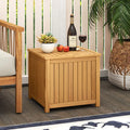 2-in-1 Outdoor Side Table with Storage Acacia Wood Slatted Coffee Table Square Slatted End Storage Box - Patio Coffee
