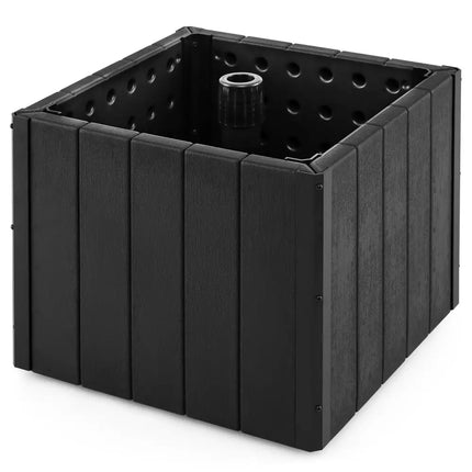 2-in-1 Outdoor Umbrella Base Planter Patio Umbrella Stand with Flower Box-Black - Black - Outdoor Umbrella Bases