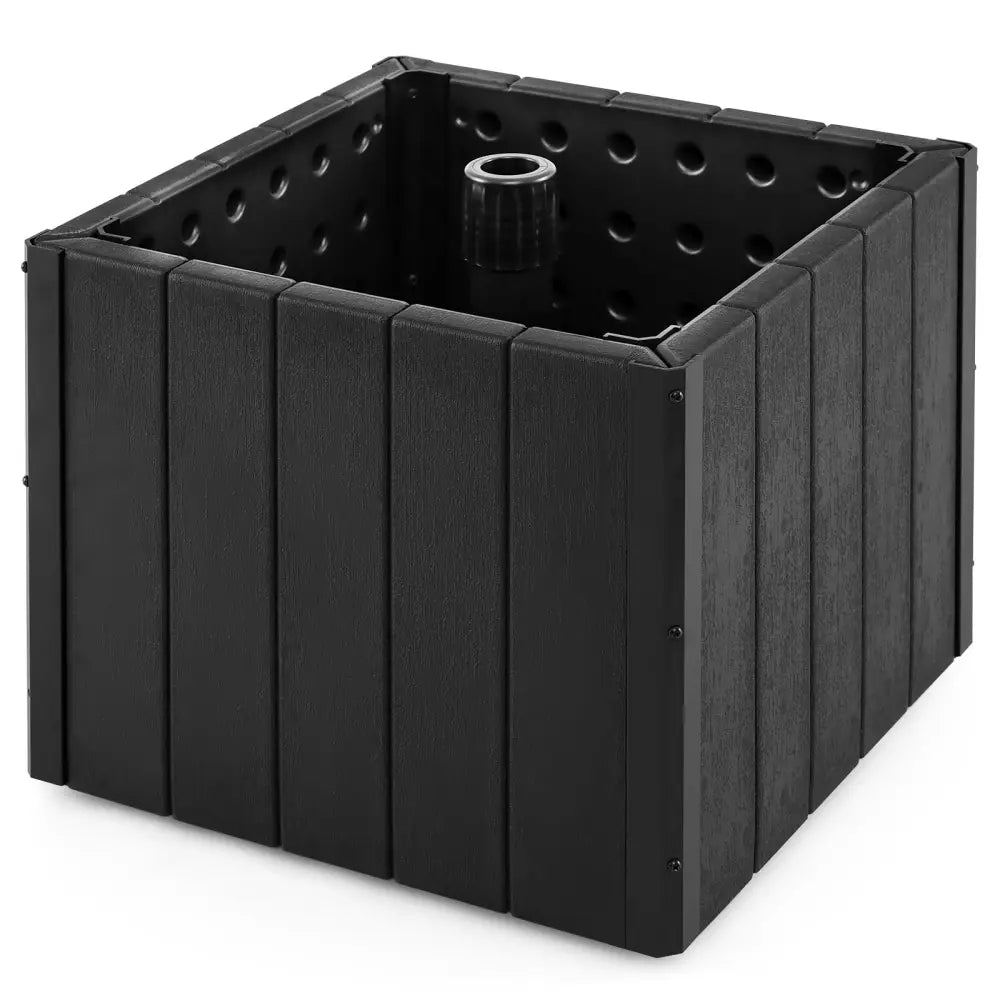 2-in-1 Outdoor Umbrella Base Planter Patio Umbrella Stand with Flower Box-Black - Black - Outdoor Umbrella Bases