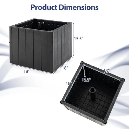 2-in-1 Outdoor Umbrella Base Planter Patio Umbrella Stand with Flower Box-Black - Black - Outdoor Umbrella Bases