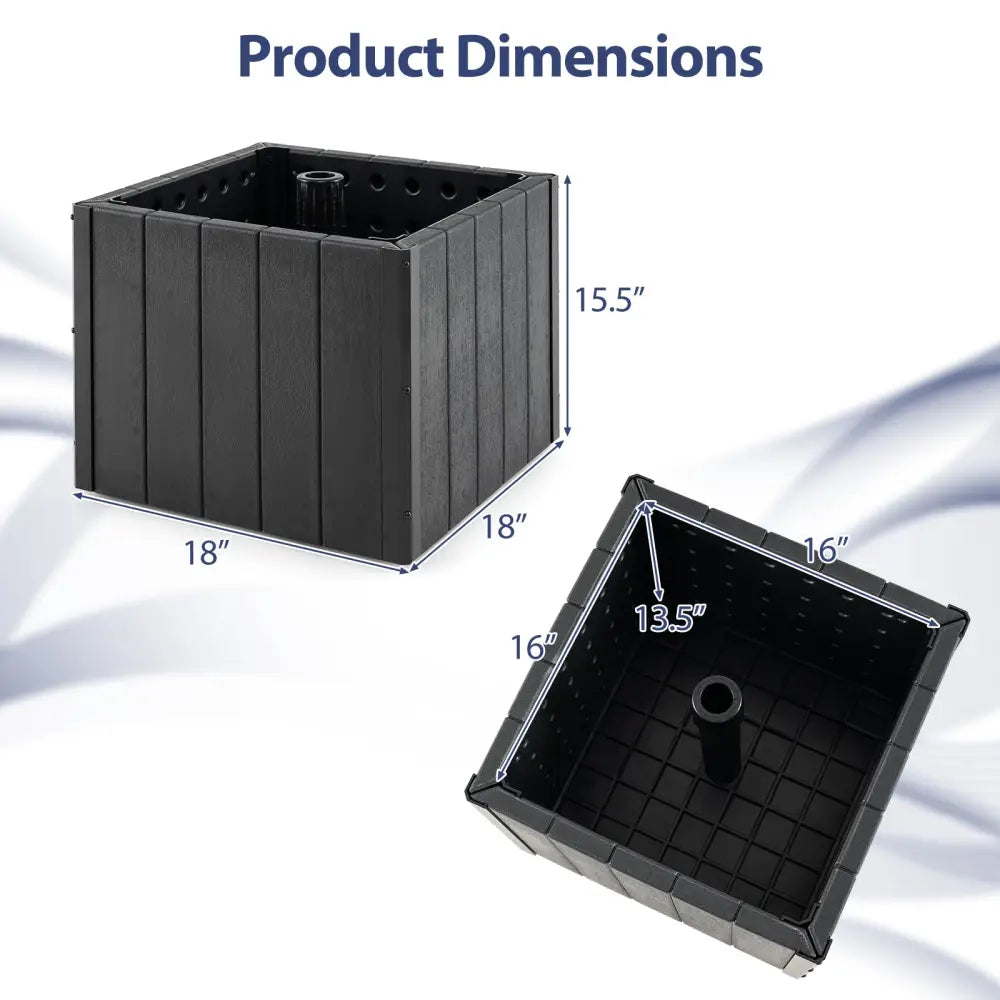 2-in-1 Outdoor Umbrella Base Planter Patio Umbrella Stand with Flower Box-Black - Black - Outdoor Umbrella Bases