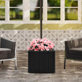 2-in-1 Outdoor Umbrella Base Planter Patio Umbrella Stand with Flower Box-Black - Black - Outdoor Umbrella Bases