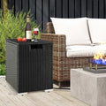 2-in-1 Patio Rattan Gas Propane Tank Cover for 20 lbs Propane Tanks-Black - Black - Outdoor Heating
