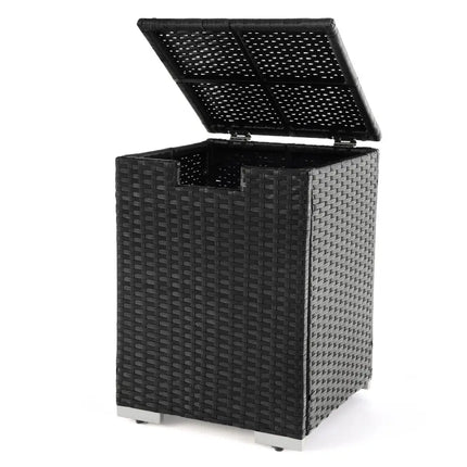 2-in-1 Patio Rattan Gas Propane Tank Cover for 20 lbs Propane Tanks-Black - Black - Outdoor Heating