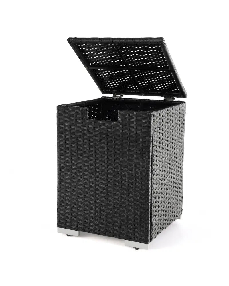 2-in-1 Patio Rattan Gas Propane Tank Cover for 20 lbs Propane Tanks-Black - Black - Outdoor Heating