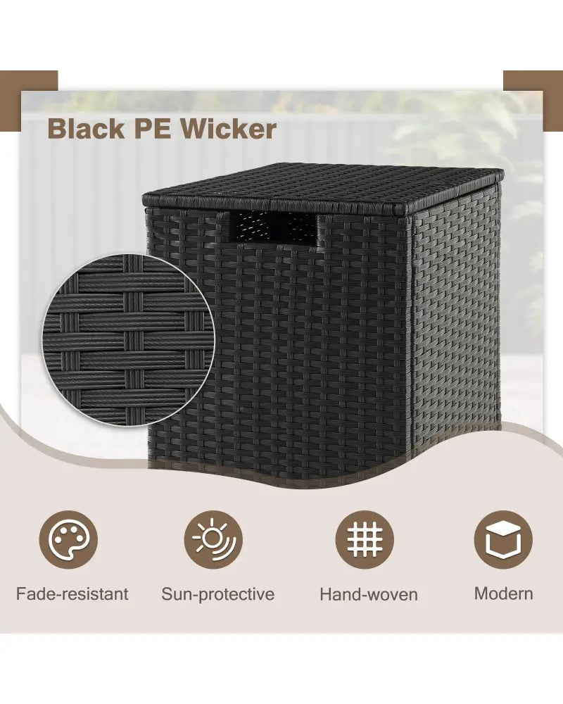2-in-1 Patio Rattan Gas Propane Tank Cover for 20 lbs Propane Tanks-Black - Black - Outdoor Heating
