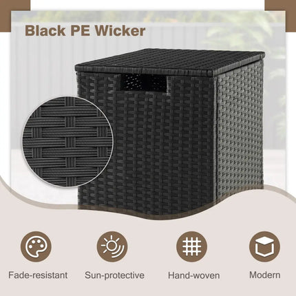 2-in-1 Patio Rattan Gas Propane Tank Cover for 20 lbs Propane Tanks-Black - Black - Outdoor Heating