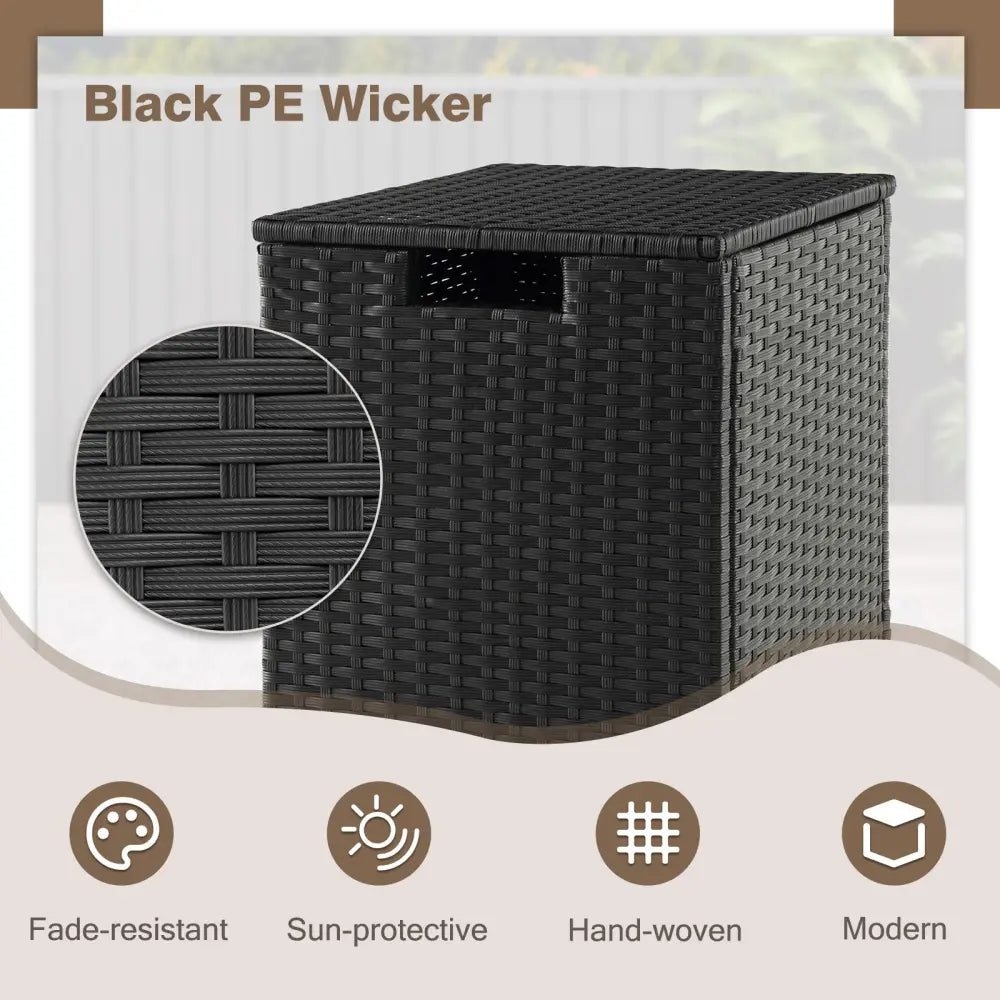2-in-1 Patio Rattan Gas Propane Tank Cover for 20 lbs Propane Tanks-Black - Black - Outdoor Heating