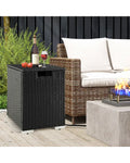 2-in-1 Patio Rattan Gas Propane Tank Cover for 20 lbs Propane Tanks-Black - Black - Outdoor Heating