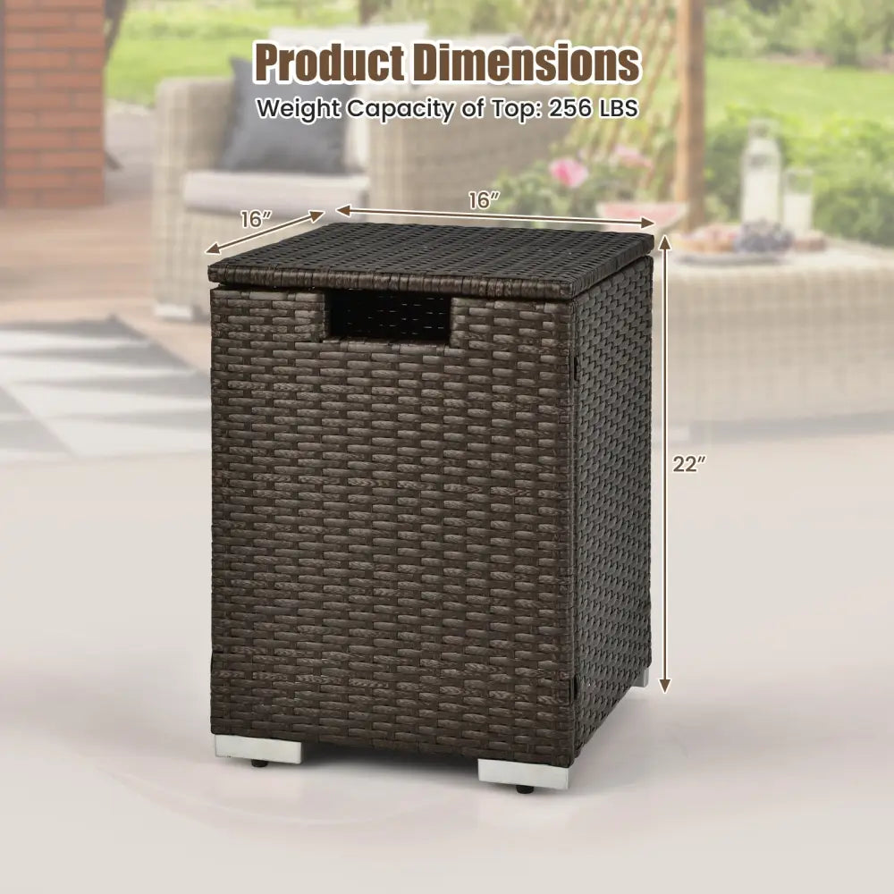 2-in-1 Patio Rattan Gas Propane Tank Cover for 20 lbs Propane Tanks-Brown - Brown - Outdoor Heating