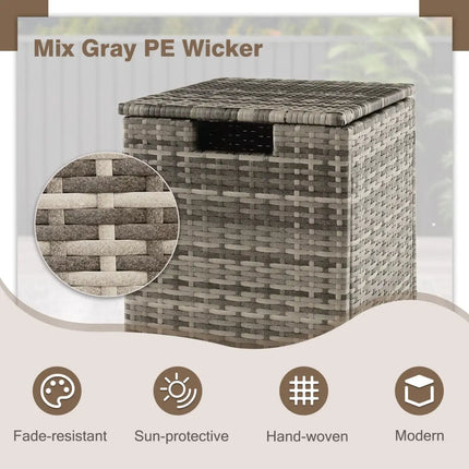 2-in-1 Patio Rattan Gas Propane Tank Cover for 20 lbs Propane Tanks-Gray - Gray - Outdoor Heating